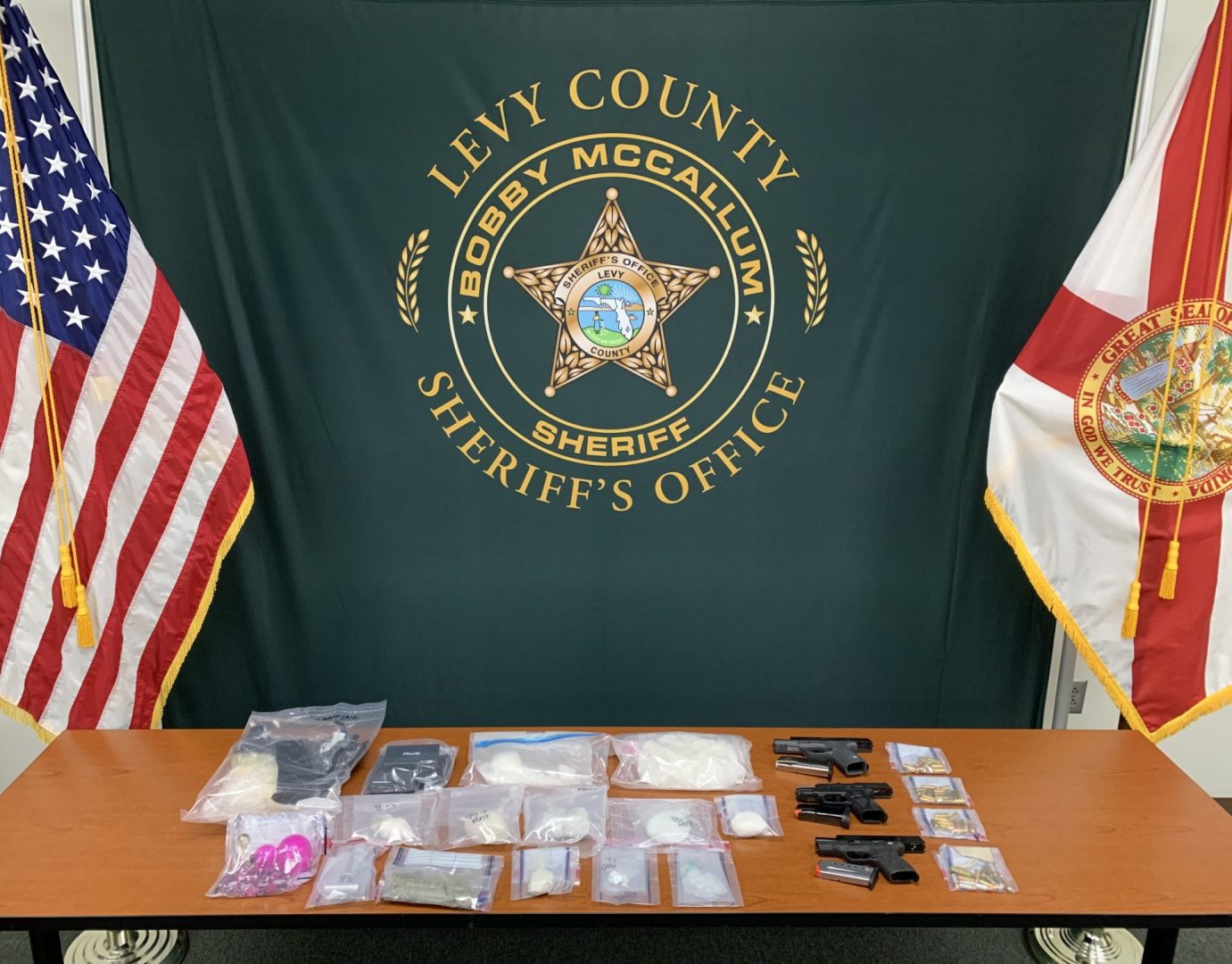 Open 911 Line Results in Large Drugs/Guns Seizure Levy County Sheriff